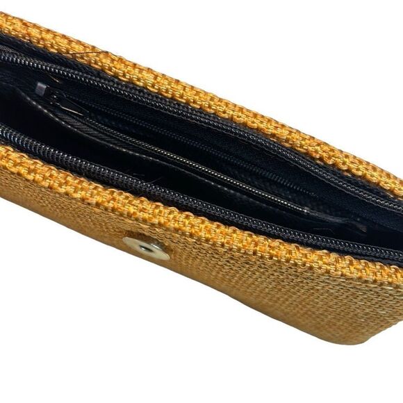 Envelope clutch contrast print warm colors snap & zip closure purse - Picture 6 of 11